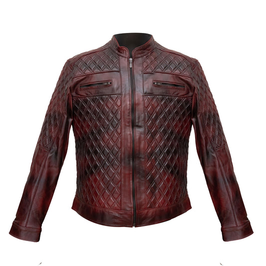 Chamarra Rombos Black Cherry | El Potrillo Western | Piel 100% Borrego