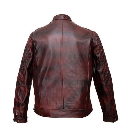 Chamarra Rombos Black Cherry | El Potrillo Western | Piel 100% Borrego