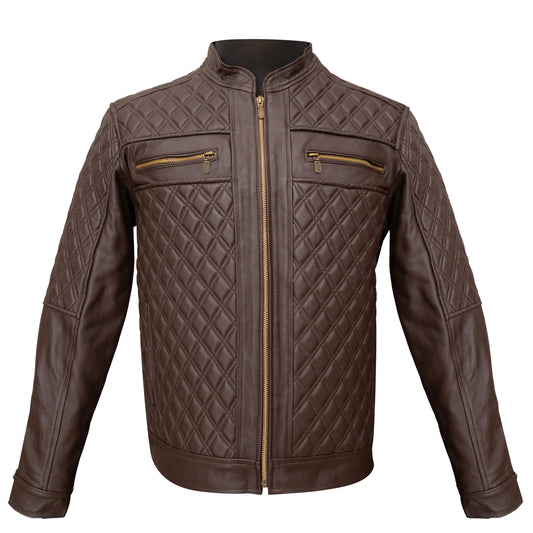 Chamarra Rombos Tabaco | El Potrillo Western | Piel 100% Borrego