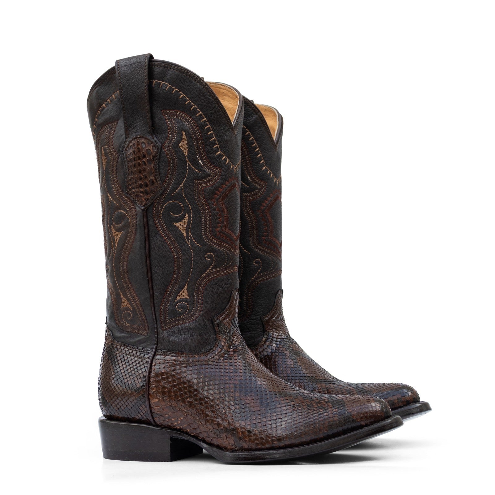 BOTAS ESTILO OVAL | PIEL PITÓN BELLY TABACO