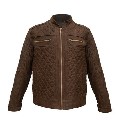 Chamarra Rombos Café | El Potrillo Western | Piel 100% Borrego